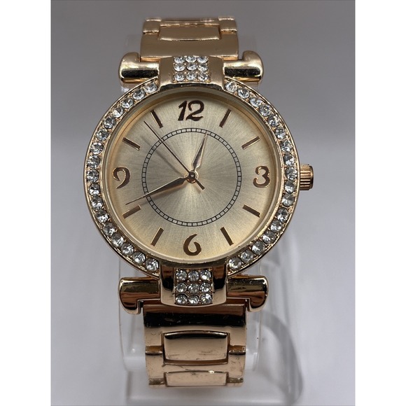 Charter Club Women's Rose Gold-Tone Crystal Bezel Quartz Watch- New Battery - Picture 1 of 7